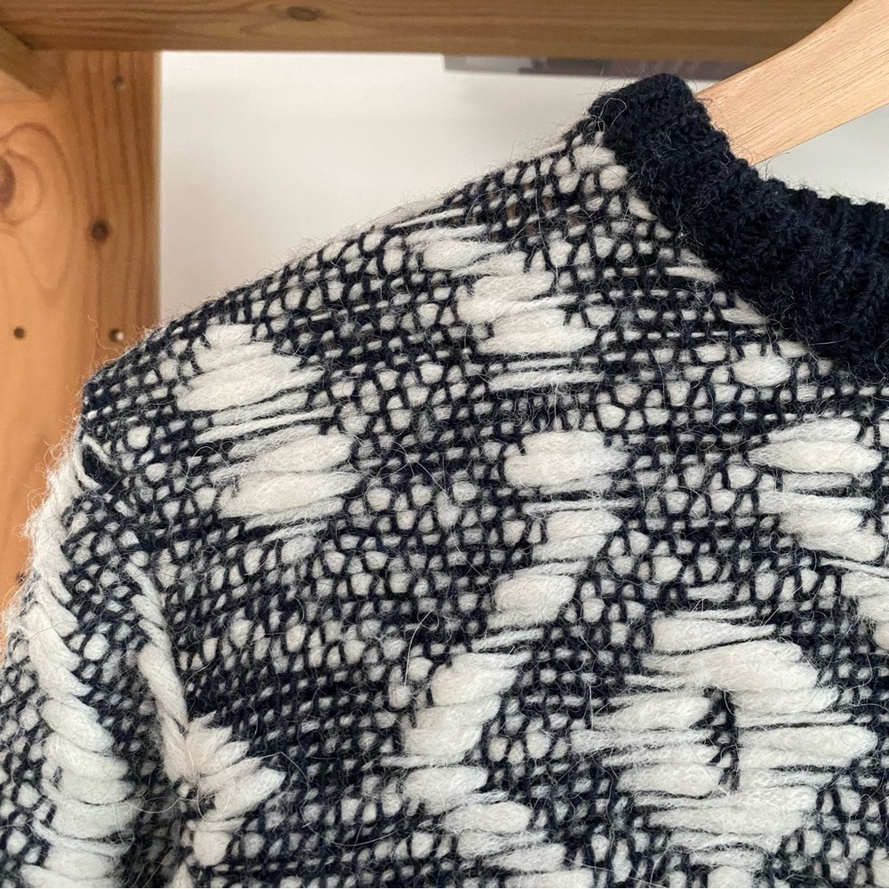 Sita Murt Scandinavian Wool Blend Knit Crewneck Sweater Blue Tan White Small - Picture 6 of 16